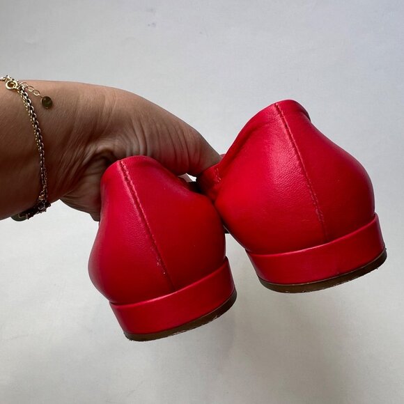 AGL pointed cap toes Red Leather Flats – Women’s Size 39 - Picture 6 of 7